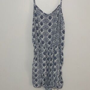 H&M Navy and White Patterned Jumpsuit